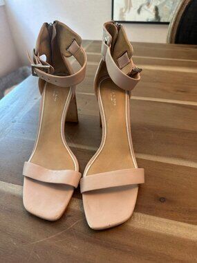 rag&bone Blush/ Nude Pink Leather Ankle Strap Block Heel Sandals Size 40 (EU)